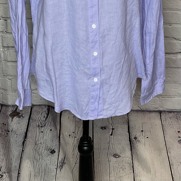 Lilly Pulitzer Pearly Purple Sea View Linen Long Sleeve Button Down Shirt Medium - Picture 4 of 16